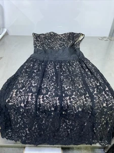 Vestido de encaje negro Eliza Scott by Jerry Gutenberg talla 10 - Imagen 1 de 5