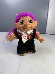 Vintage DAM Purple Hair Troll In Happy Birthday Tie Shirt - Picture 1 of 5