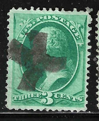 Sc #136 Grill SON Cross Fancy Cancel 3 Cent Washington Banknote 1871-83 US 98B24 - Image 1 of 2