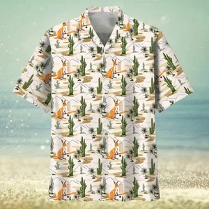 Kangaroo Cricket Hawaiian Shirt - Picture 1 of 2