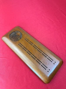 VTG Rustic watrina cribbage wood Game board & Pegs Travel Size Collectible Eagle - Picture 1 of 7