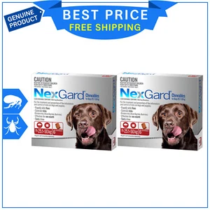 NEXGARD for Dogs RED Pack 25.1 to 50 Kg 12 Chews NEXGUARD Flea Treatment - Picture 1 of 2