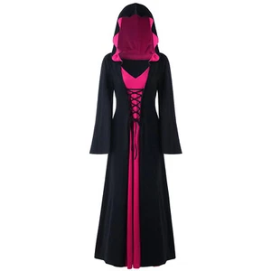 Women's Halloween Witch Cosplay Costume Medieval Gothic Full Length Robe Dress - Picture 1 of 84