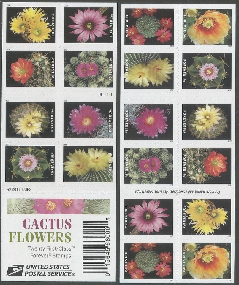 Pane of 20 stamps - Scott 5359b - Forever - Cactus Flowers - 2019 - MNH - Image 1 of 1