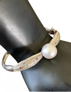 ¡Pulsera de diamantes, perlas y piedras preciosas de oro macizo de 14k! Gran regalo de Navidad 🎁 - Imagen 1 de 10