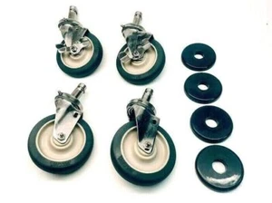 (4 Pack, 2 w/ Brakes) 5" x 1-1/4" Stainless Swivel Caster Wheels - Picture 1 of 5
