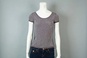 YOANA BARASCHI $250 NWT : XS - SM : Anthropologie Gray Top Sequin Sweater Beaded - Picture 1 of 3