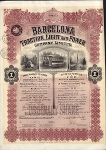 SPAIN  Barcelona Traction Light &  Power  ( Tramways Tram Rambla Vignette ) - Picture 1 of 3