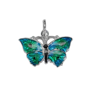 STERLING SILVER ENAMELLED ART DECO BUTTERFLY CHARM   - Picture 1 of 2