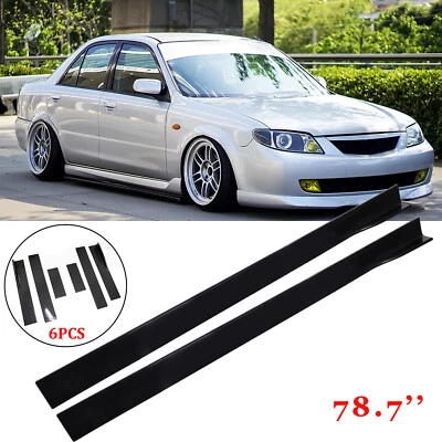 For Mazda Protege MP3 78.7'' Glossy Black Side Skirt Extension Rocker Panel Lip - Image 1 of 4