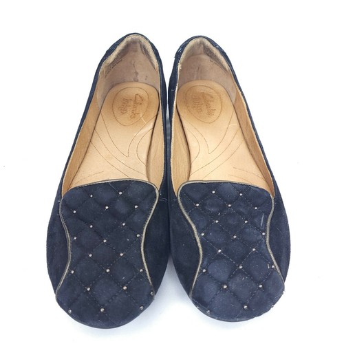 Scarpe slip on trapuntate Clarks indaco nere in feltro taglia 8