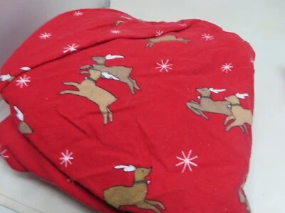 ✅️Martha Stewart Twin Sheet Set Christmas Reindeers Red Cotton Flannel - Image 1 of 4