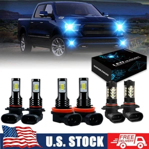 For Dodge Ram 1500 2500 3500 2009-2018 Combo LED Headlight Fog Light Bulbs 8000k - Picture 1 of 12