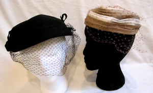 2-VTG NICHOLAS UNGAR JOHN ANDREW OF CALIF+ GENUINE FURFELT Womens Hats 50-60s - Picture 1 of 18