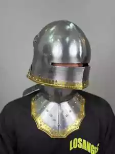 Casco Sallet Alemán ~ Armadura Caballero Medieval 18g Acero Suave Armadura Gótica Casco - Imagen 1 de 8