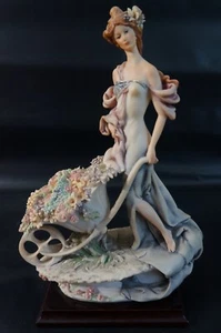 Giuseppe Armani Lady With Flower Cart Figurine Florence - Picture 1 of 12