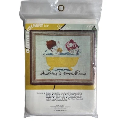 Kit de bordado Vogart Sharing is Everything niños baño baño decoración vintage Foto 1 de 4