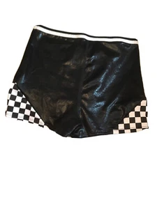 Girls Checkered Gymnastics Shorts - More Than Magic Black M - Picture 1 of 7