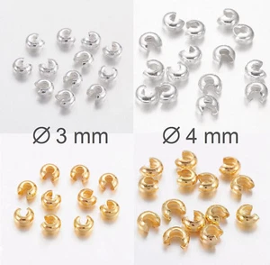 Kaschierperlen 3 mm 4 mm Cover Crimp Messing silber gold Quetschperle <3 - Bild 1 von 5