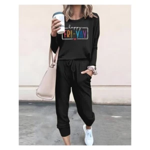 Women's Casual Suit Letter Printed Two-piece Set Sportswear Two-piece Set - Picture 1 of 5