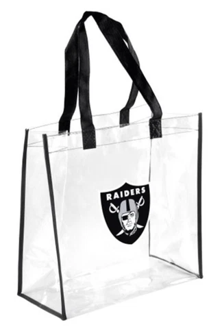 Las Vegas Raiders Clear Reusable Plastic Tote Bag NFL 2023 Stadium Approved Cover