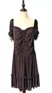 Black Milk Size XXL 16 Black Stretch Mesh Ruched Peasant Saloon Girl Dress NWT - Picture 1 of 8