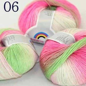 AIP Soft Cashmere Wool Colorful Rainbow Shawl DIY Hand Knitting Yarn 50grx3 06 - Picture 1 of 12