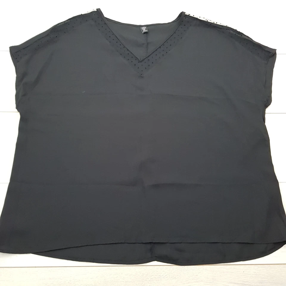 SHEIN CURVE Summer Top Blouse Size 20 Black Short Cap Sleeve Casual Holiday - Image 1 of 4