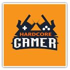 2 x Square Stickers 10 cm - Hardcore Gamer Cool Sign Cool Gift #14423