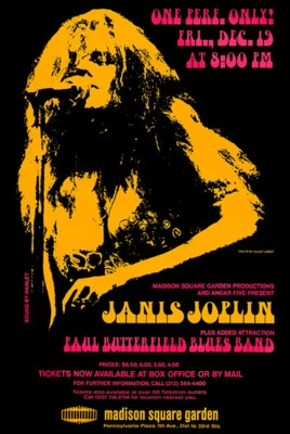 UNKNOWN Janis Joplin - Paul Butterfield - 1969 - Madison Square Garden - Poster