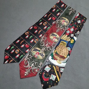 NECKTIES (Lot of 3) Tabasco Brand Hot Sauce Vintage Men's Novelty 100% Silk - Picture 1 of 7