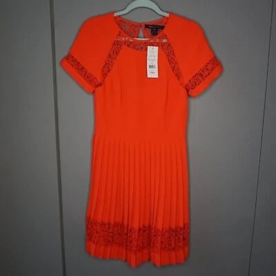 French Connection Women's Dress Arrow Lace Pleated in 60 Riot Red size 6 NWT - image 1 of 4