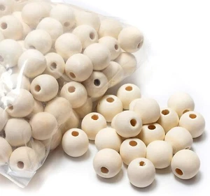 300pcs 18mm Natural Wooden Beads Round Unfinished Wood Ball Garland Macrame DIY - Picture 1 of 8