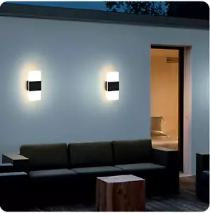 2Pack Solar Wall Lights Up Down Outdoor LED Porch Fence External Lamp Waterproof - Picture 1 of 3
