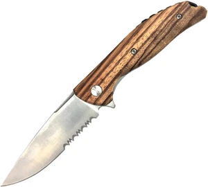 Roper Knives Outlaw Pocket Knife Linerlock Zebra Wood Folding D2 Steel 0035ZW - Picture 1 of 1