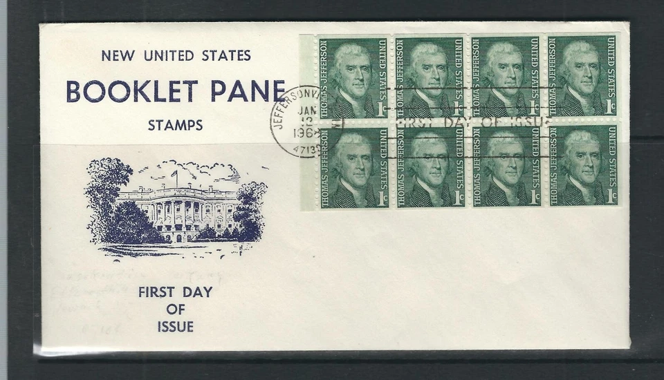 USA SC # 1278a Jefferson FDC Pane Of 8 .  Cacheted cover ...... - Image 1 of 1