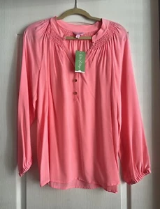 NWT LILLY PULITZER ELSA SILK TOP SIZE LARGE CHEEKY MELON - Picture 1 of 4