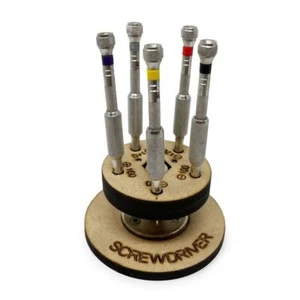 Watchmakers Screwdriver Set 5 Watch Repair Screw Drivers Wood Stand 0.8 - 1.6 mm - Picture 1 of 4