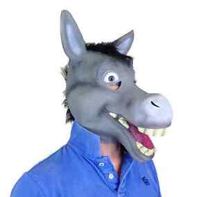 Happy Donkey Animal Mask Full Head Latex Fancy Dress Shrek Costume Christmas