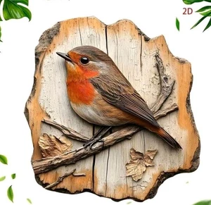 Rustic Robin Red Breast Decorative Wooden Sign - Picture 1 of 2
