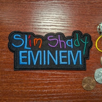 Eminem Patch Slim Shady LP Rap Hip Hop Music Embroidered Iron On Patch 2.25x4.5" - Image 1 of 3