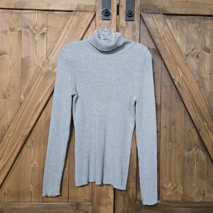 Maglione girocollo a costine grigio metallizzato donna XL Basic Editions manica lunga - Foto 1 di 5