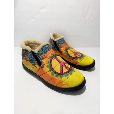 Yes We Vibe Colorido Cómodo Sherpa Forrado Sin Cordones Letrero de Paz Zapatos EE. UU. 11 UE 45  Foto 1 de 4