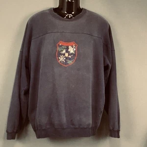 Vintage Faconnable Sweatshirt Mens XL Blue Crewneck Embroidered Crest France 90s - Picture 1 of 10