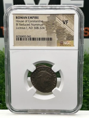 Imperio Romano Casa de Constantino BI Reducido Nummus Licinio I AD 308-324 NGC EN MUY BUEN ESTADO Foto 1 de 2