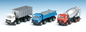 Herpa SET MB NG 3x Betonmischer,Abrollkipper,Baukipper in Holzbox 4 Achser - Picture 1 of 1