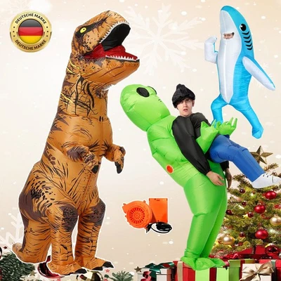 MARKENLOS Halloween Aufblasbar T-Rex Alien Hai Kostüm Erwachsene Kinder Dino Party Kostüm