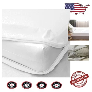 1800 Thread Count White Fitted Sheet - Zippered Full Enclosure Cover - Picture 1 of 9