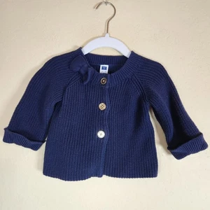 Janie And Jack Navy Blue Gold Knit Cardigan Sweater Baby Girl Size 12-18 Months - Picture 1 of 8