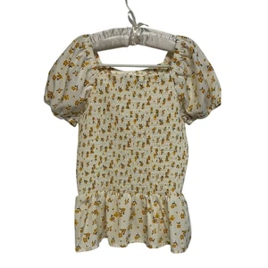 Floral Smocked Puff Sleeve Top girl size 10 (M) NWOT - Picture 1 of 6